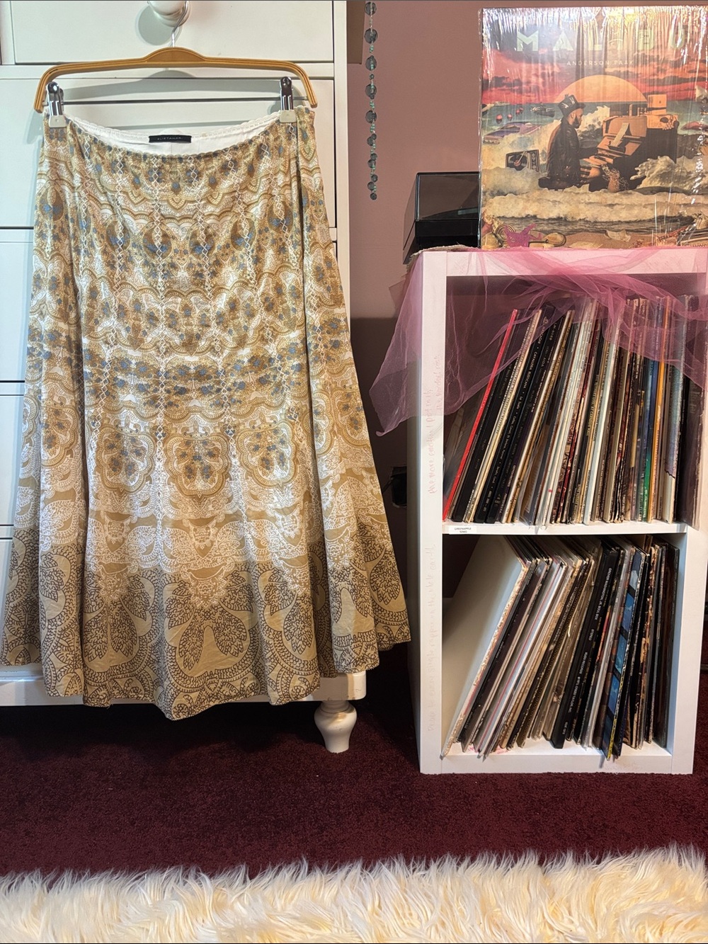 Vintage Y2K Elie Tahari Skirt Garden Floral Maxi Boho Flare Peasant 6 Fall 6 Hot